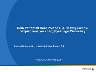 Rola Vattenfall Heat Poland S.A. w zwiększaniu bezpieczeństwa energetycznego Warszawy