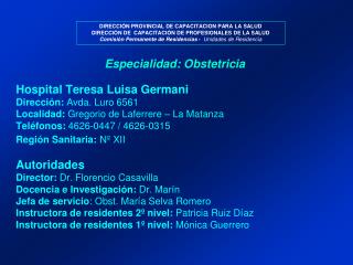 Especialidad: Obstetricia