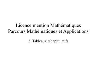 Licence mention Mathématiques Parcours Mathématiques et Applications