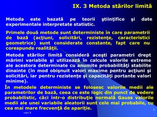 IX. 3 Metoda stărilor limită