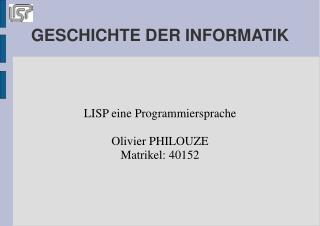 GESCHICHTE DER INFORMATIK