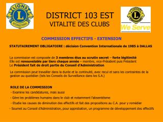 DISTRICT 103 EST VITALITE DES CLUBS