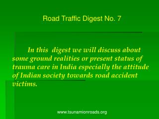 Road Traffic Digest No. 7