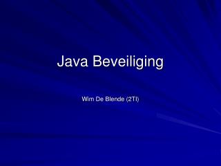 Java Beveiliging