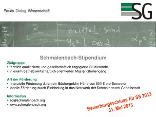 Schmalenbach-Stipendium  Zielgruppe