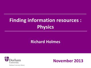 Finding information resources : Physics