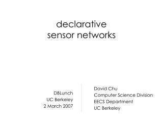 declarative sensor networks