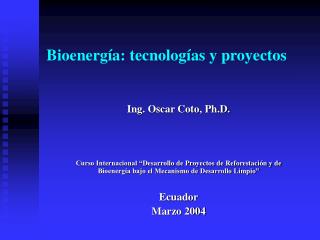 Bioenergía: tecnologías y proyectos