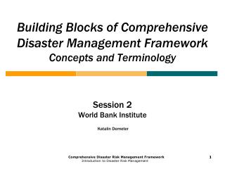 Building Blocks of Comprehensive Disaster Management Framework Concepts and Terminology