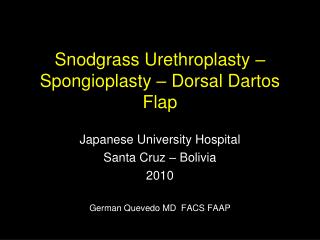 Snodgrass Urethroplasty – Spongioplasty – Dorsal Dartos Flap