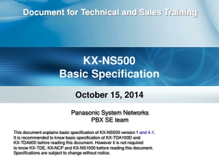 KX-NS500 Basic Specification