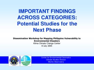 IMPORTANT FINDINGS ACROSS CATEGORIES: Potential Studies for the Next Phase