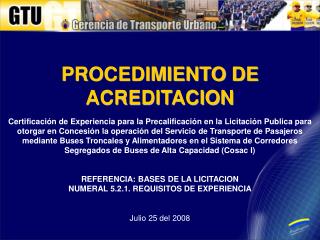 PROCEDIMIENTO DE ACREDITACION