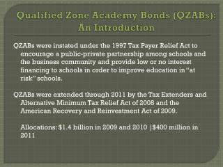 Qualified Zone Academy Bonds (QZABs): An Introduction