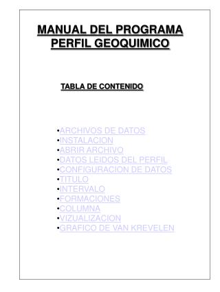 ARCHIVOS DE DATOS INSTALACION ABRIR ARCHIVO DATOS LEIDOS DEL PERFIL CONFIGURACION DE DATOS TITULO