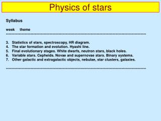 Physics of stars