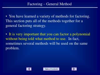 Factoring – General Method
