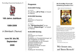 100 Jahre Jubiläum 1909-2009 in Steinbach (Taunus) vom 04. bis 06. September 2009