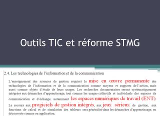 O utils TIC et réforme STMG