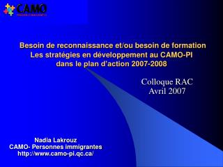 Colloque RAC Avril 2007