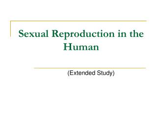 Sexual Reproduction in the Human