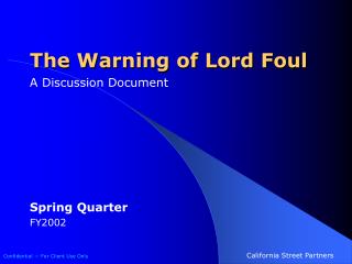 The Warning of Lord Foul