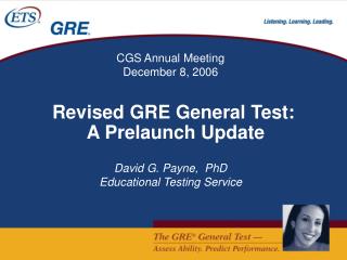 Revised GRE General Test: A Prelaunch Update