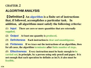 CHAPTER 2 ALGORITHM ANALYSIS