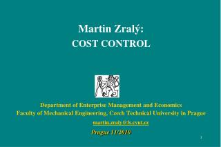 Martin Zralý: COST CONTROL