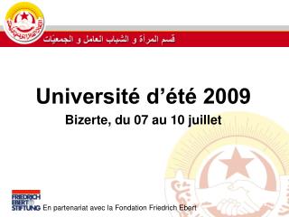 Université d’été 2009 Bizerte, du 07 au 10 juillet