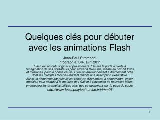 Quelques clés pour débuter avec les animations Flash