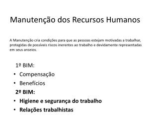 Manutenção dos Recursos Humanos