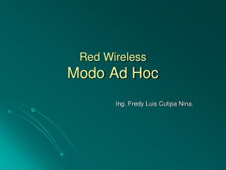 Red Wireless Modo Ad Hoc