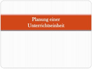 Planung einer Unterrichtseinheit