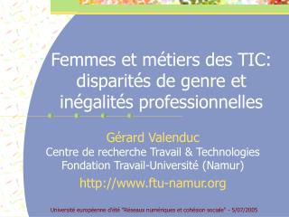 Femmes et métiers des TIC: disparités de genre et inégalités professionnelles