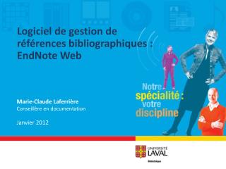 Logiciel de gestion de références bibliographiques : EndNote Web