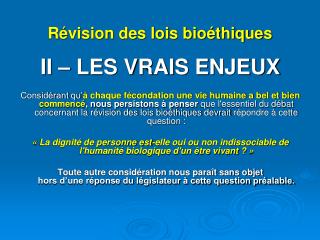 Révision des lois bioéthiques