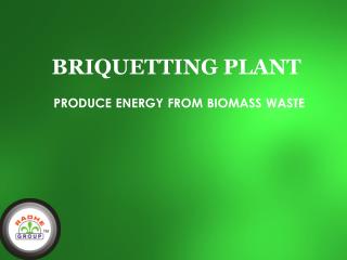 Briquetting Plant Produces Energy From Biomass Waste