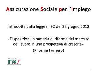 A ssicurazione S ociale p er I’ I mpiego