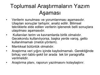 Toplumsal Araştırmaların Yazım Aşaması