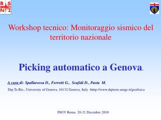 Workshop tecnico: Monitoraggio sismico del territorio nazionale