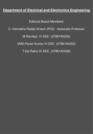 Department of Electrical and Electronics Engineering Editorial Board Members: