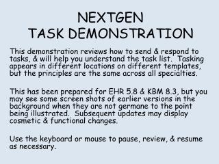 NEXTGEN TASK DEMONSTRATION