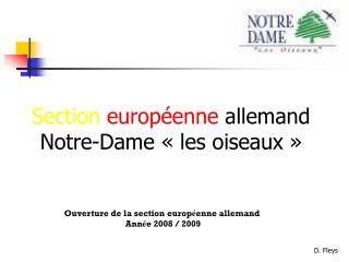 Section européenne allemand Notre-Dame « les oiseaux »