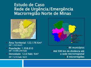 86 municípios Até 500 km de distância até a sede microrregional 8 microrregiões