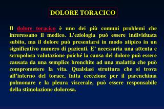 DOLORE TORACICO