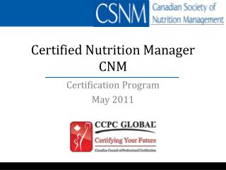 Certified Nutrition Manager CNM