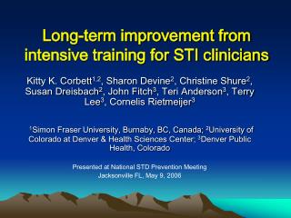 Long-term improvement from intensive training for STI clinicians
