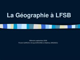 La Géographie à LFSB