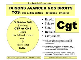 FAISONS AVANCER NOS DROITS TOS : mises à disposition – détachés - intégrés